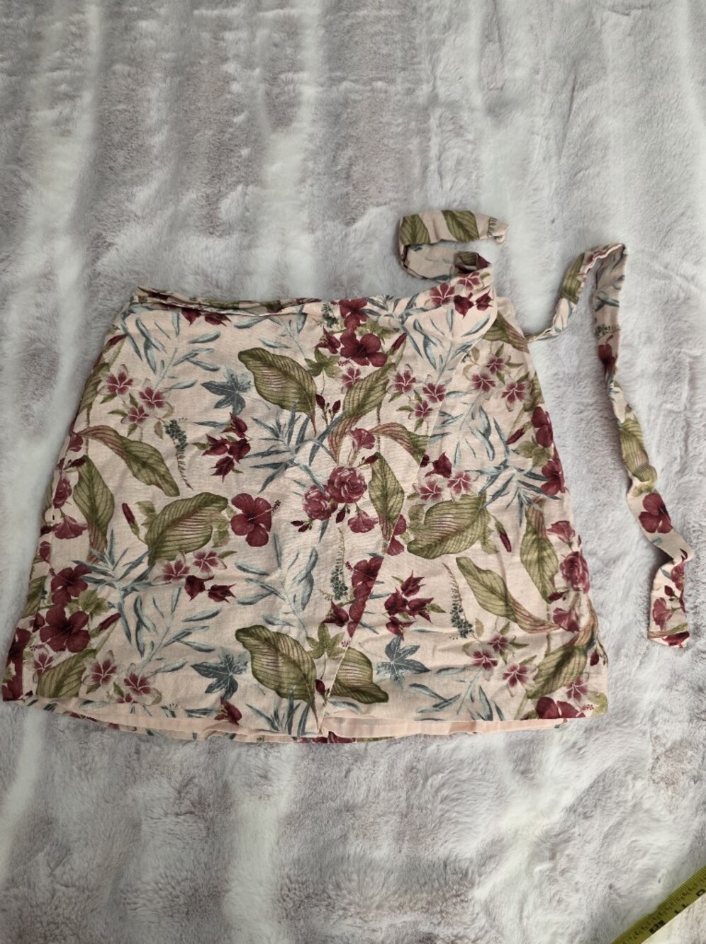 Floral Wrap Skirt in Blush Pink and Olive